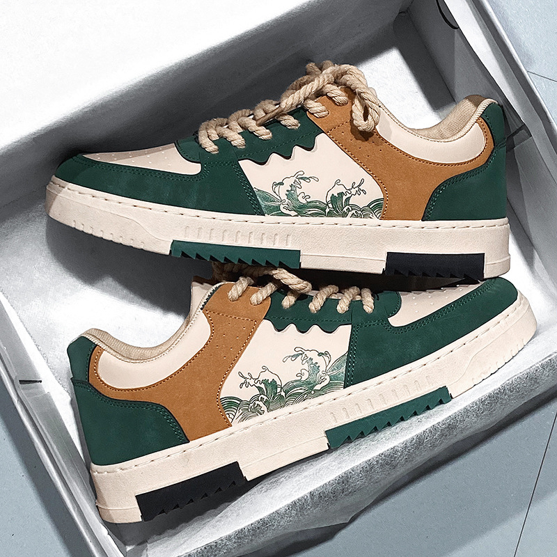 Men's shoes spring 2024 New Hong Kong style retro sneakers men's trendy all-match sneaker low-top casual flat shoes