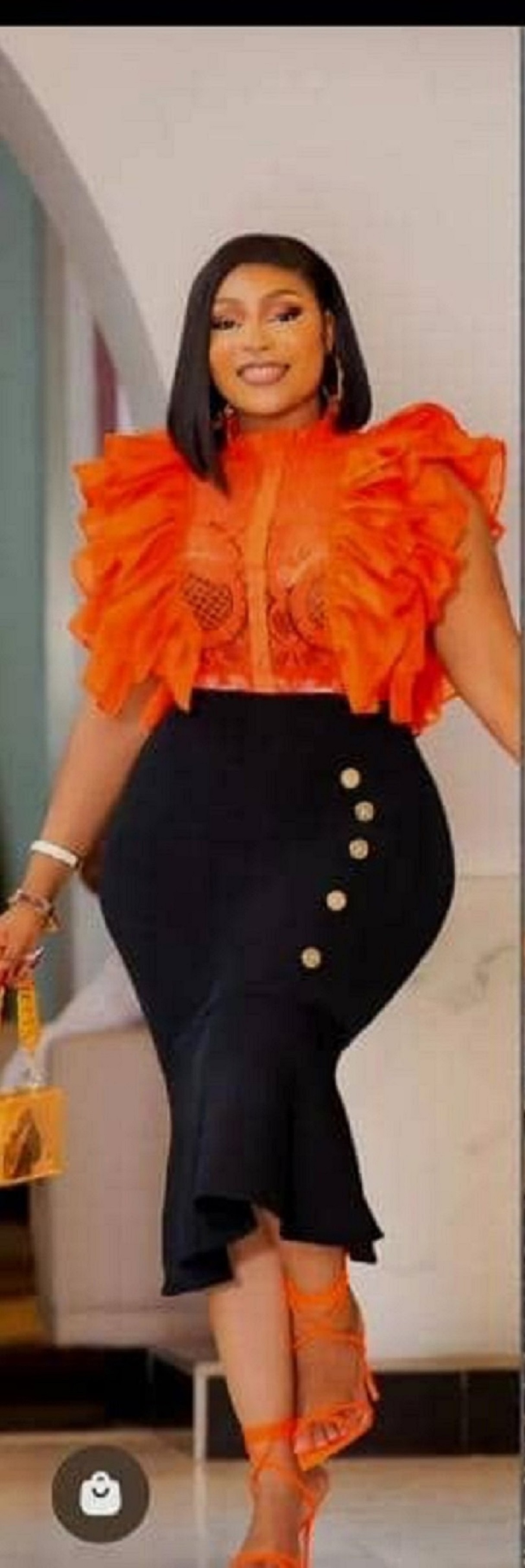 Picture of Summer New High-end French Ruffled Stitching Crochet Hollow Lace Shirt Women's Chic Top Trendy
