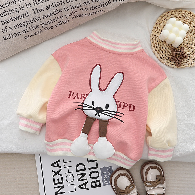 Picture of Girls' Autumn Long Sleeve Coat Trendy New Arrival Baby Boys' Stylish Fashionable Three-Dimensional Rabbit Head Cardigan Long Sleeve Coat
