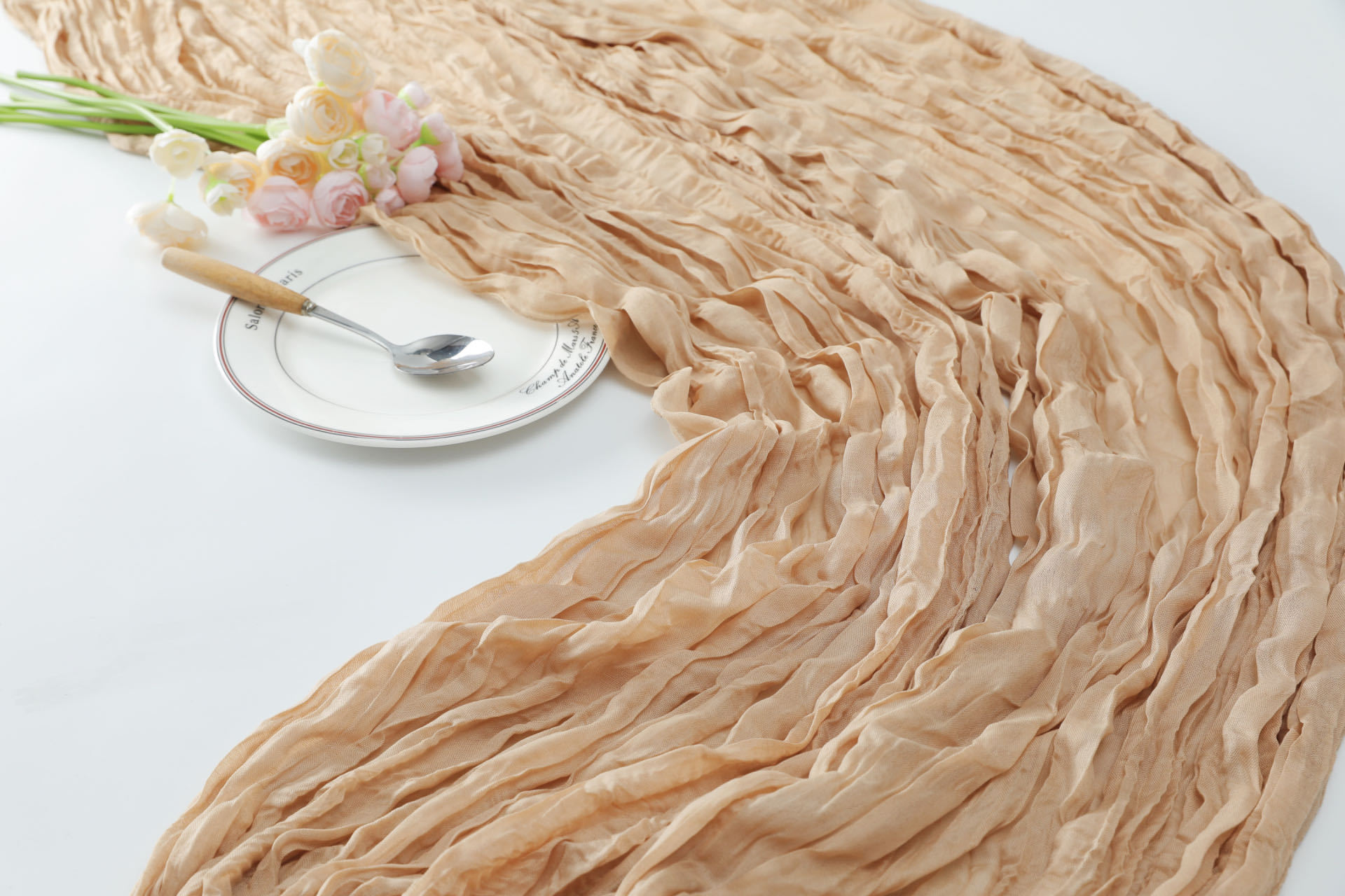 Picture of Cross-border Hot Home Birthday Party Decoration Bari Yarn Tablecloth Wedding Shooting Background Props Table Runner Wrinkled Cloth