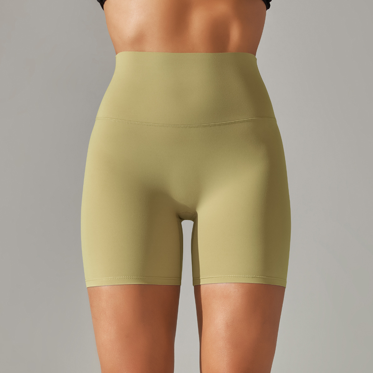 Picture of Spring and Summer New Solid Color Yoga Shorts Double-Sided Brushed Tight-Fitting High-Waist Elastic Sports Fitness Three-Point Yoga Pants for Women