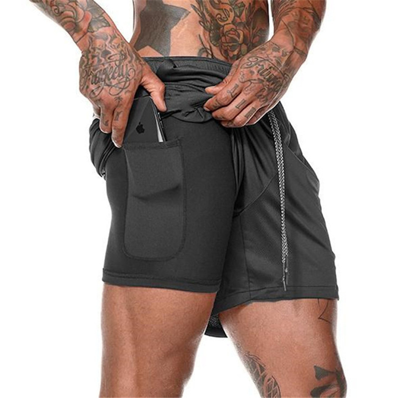 Picture of Cross-Border Summer Men's Sports Fitness Double-Layer Tight-Fitting Quick-Drying Shorts Mesh Five-Point Shorts Sports Pants Breathable and Lightweight