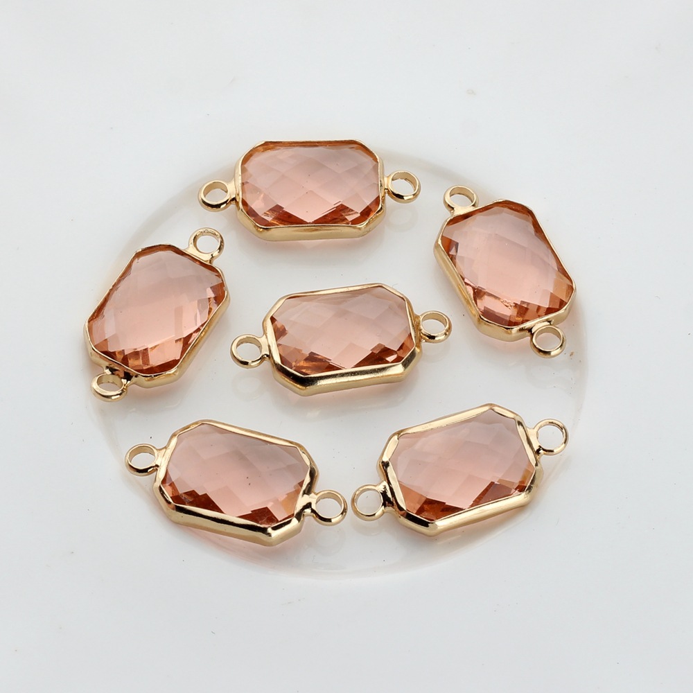Picture of Copper-covered rectangular crystal cut double pendant small pendant production pendant earring accessories material wholesale