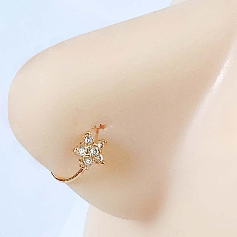 Picture of Cross-border Accessories Heart-shaped Zircon Flower Copper Nose Decoration False Nose Ring Earrings Women's Fresh Ins Style High-end Jewelry