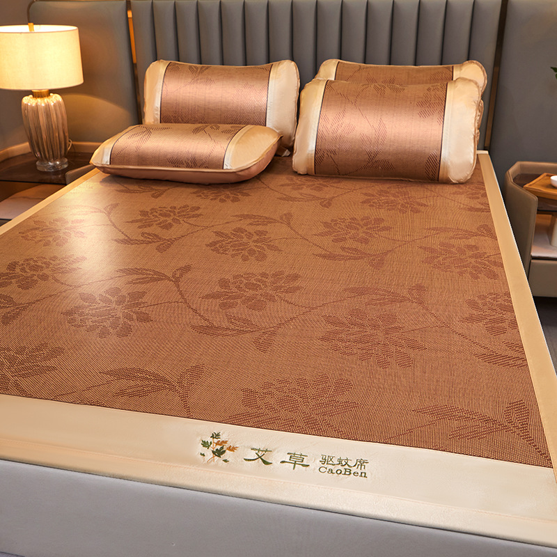 Picture of wormwood mat bamboo mat 2025 new summer ice silk rattan mat student dormitory single straw mat baby available mat