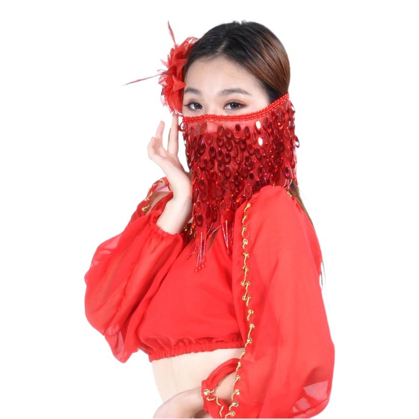 Belly Dance Veil Sequins Indian Dance Costume Accessories Belly Dance Performance Props Multicolor Female Phoenix Tail Veil