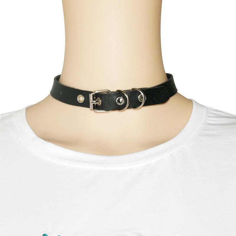 Hair Retro Harajuku Punk Rock Pu Leather Collar Necklace Women's Fashionable and Novel Couple Bracelet