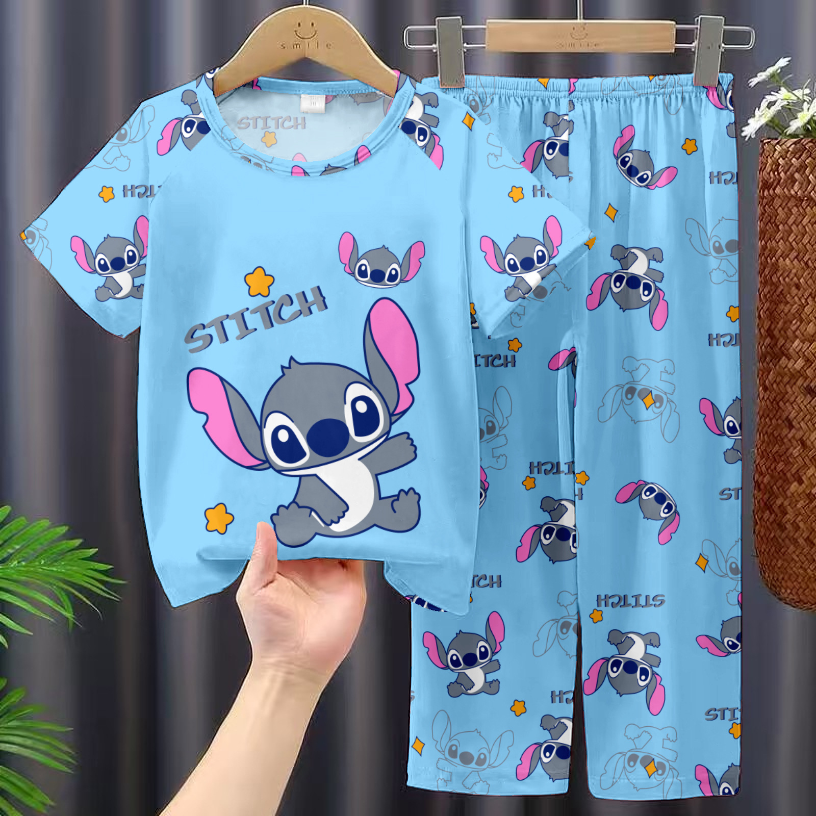Picture of Children's Pajamas 2025 New Summer Thin Short-sleeved Trousers Girls' Large Children's and Girls' Home Clothes Summer Outer Wear