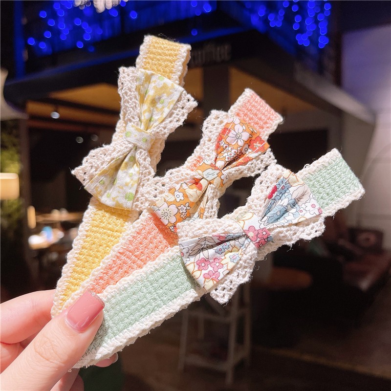 Picture of Spring and Summer Children's Bow Bangs Sticky Broken Hair Girl's Sticky Hair Band Hair Band Velcro Little Girl's Posting Head
