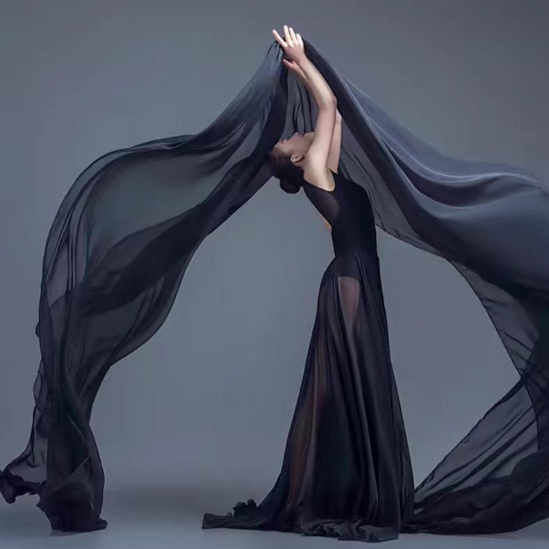 Picture of Dance Photography Photo Gradient Silk Scarf Art Photo Props Dance Performance Elegant Body Etiquette Scarf