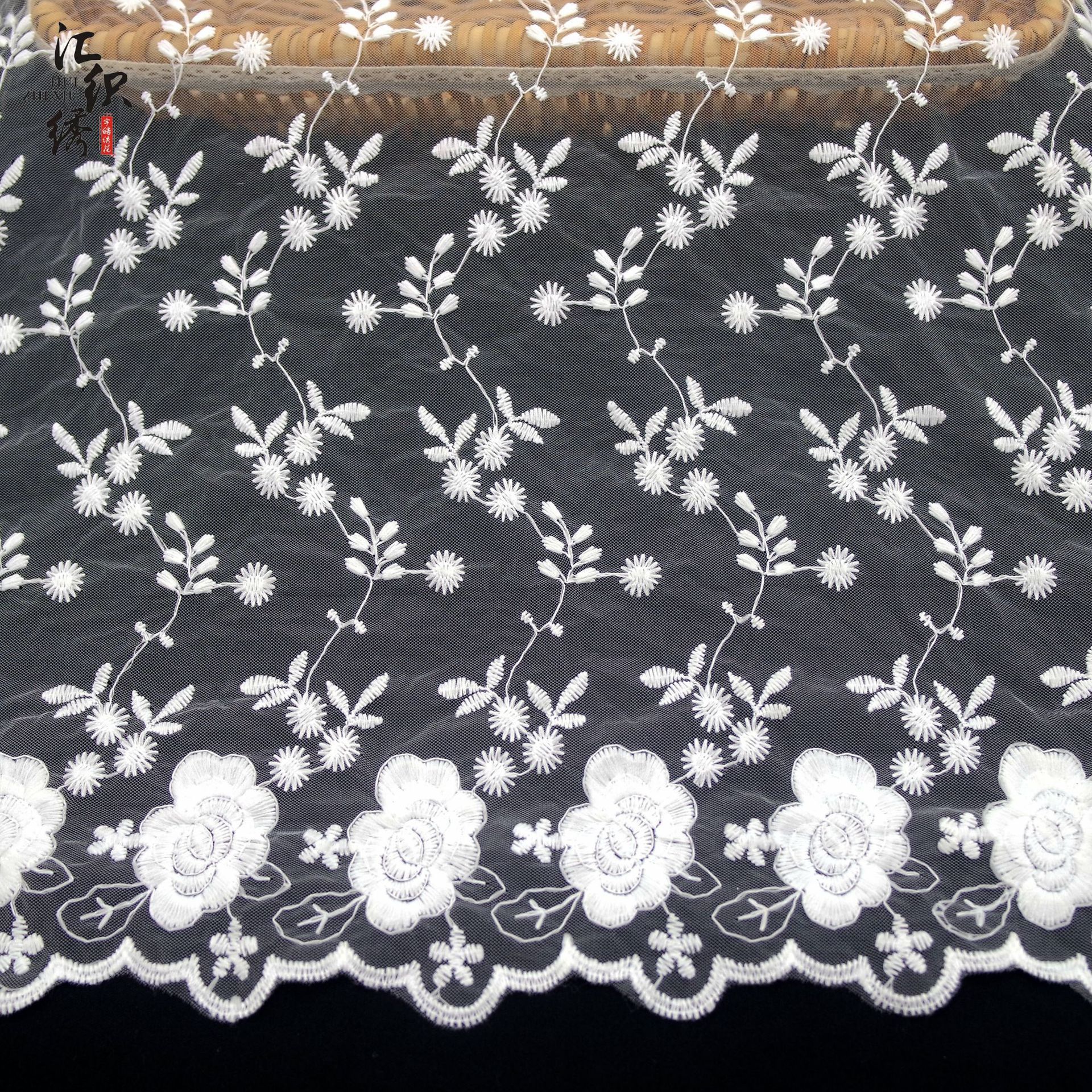 In stock wholesale in stock milk silk mesh embroidered fabric mesh embroidered full fashion dress accessories