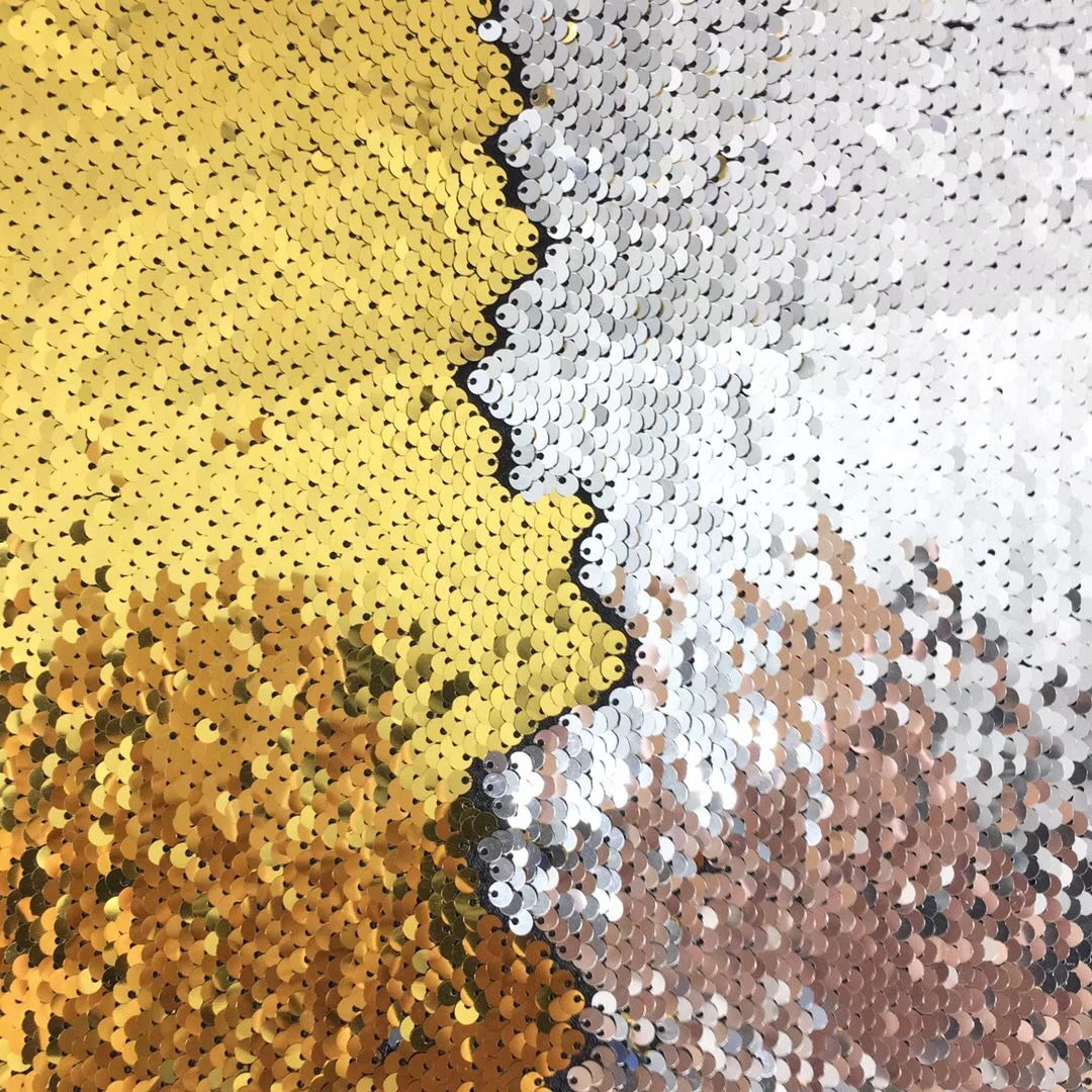 Picture of in stock 50 color sequin fabric 5mm double-sided flip Internet red background wall clothing luggage decorative sequin cloth cutting