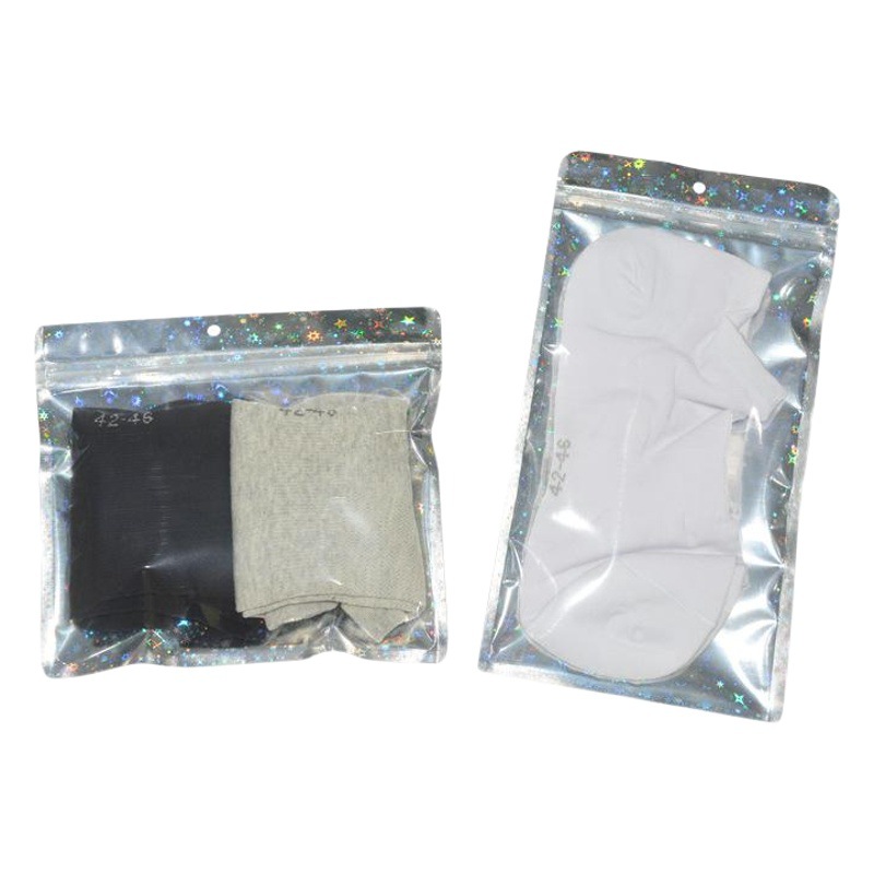 Wide Size Colorful Stars Laser Yin and Yang Sealed Bag First Jewelry Jewelry Socks Mask Cosmetic Ziplock Bag