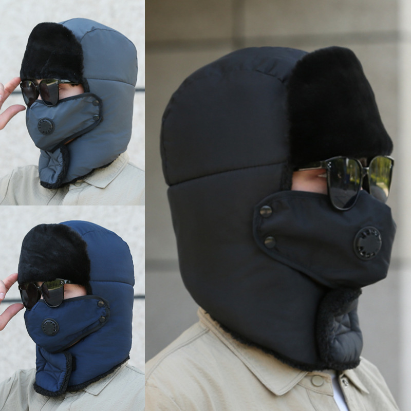 Winter Lei Feng Hat fleece-lined Thickened Cycling Warm Hat Windproof Cold Breathproof Breathable Cotton Hat Northeast Outdoor Ski Hat