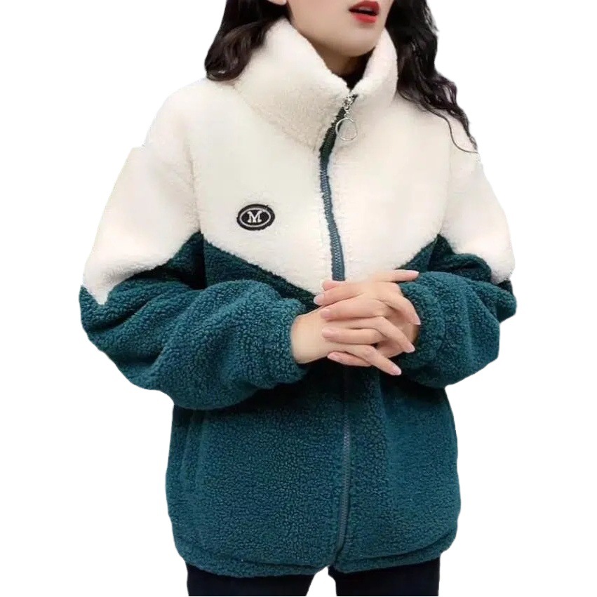 2023 autumn and winter warm women's jacket casual cotton-padded coat fleece-lined thickened stand collar zipper cardigan warm home top