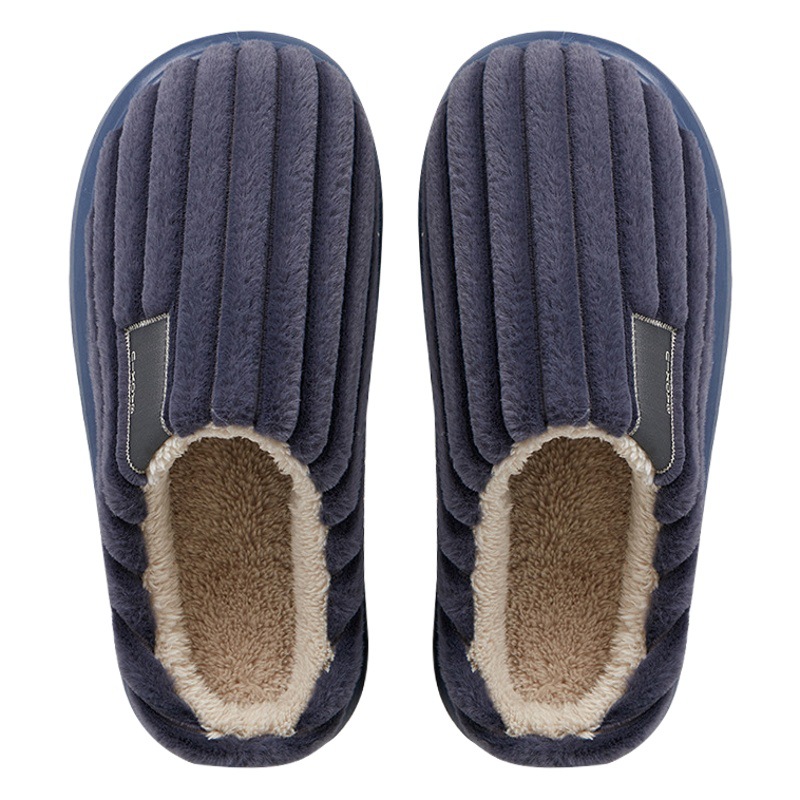 plus size Slippers Slip-on Feeling Men's Thick Sole Household Non-Slip Autumn and Winter Extras Plus Fat Warm Plush Cotton Slippers for Men