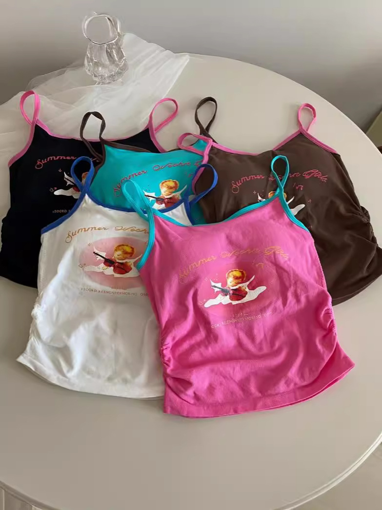 Women's summer short tube top with chest pad cover