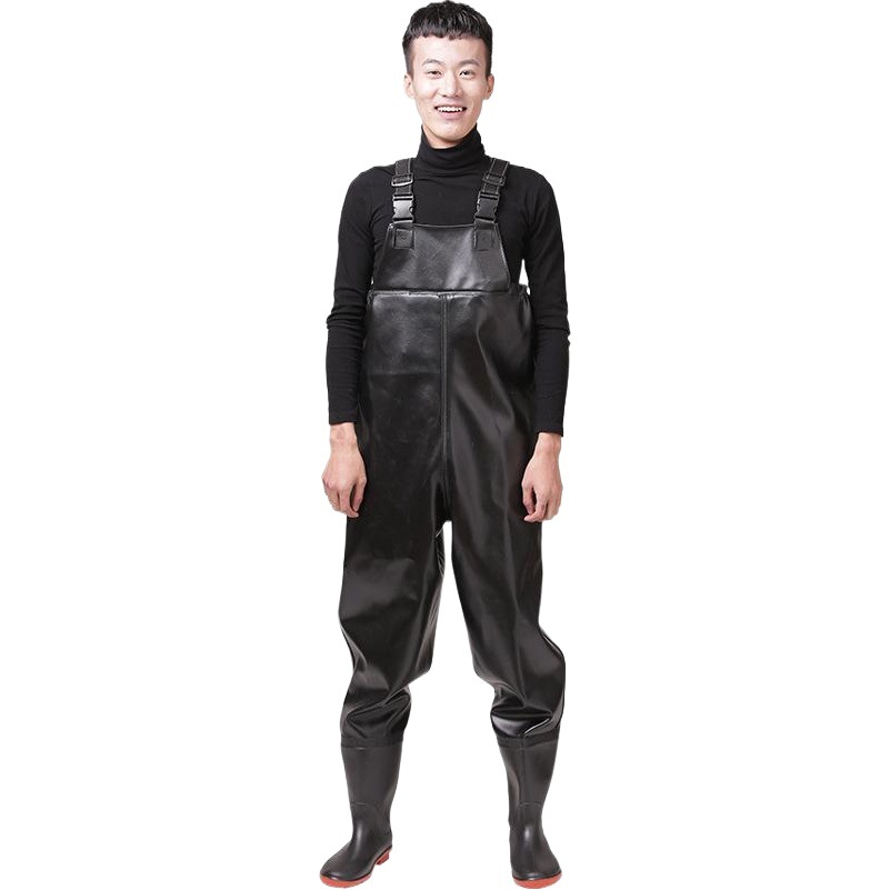 Rain Pants Fishing Pants Waterproof Leather Fork Half-length One-piece Water Pants Men's Catching Fish Pants Thickened One-piece Water Pants
