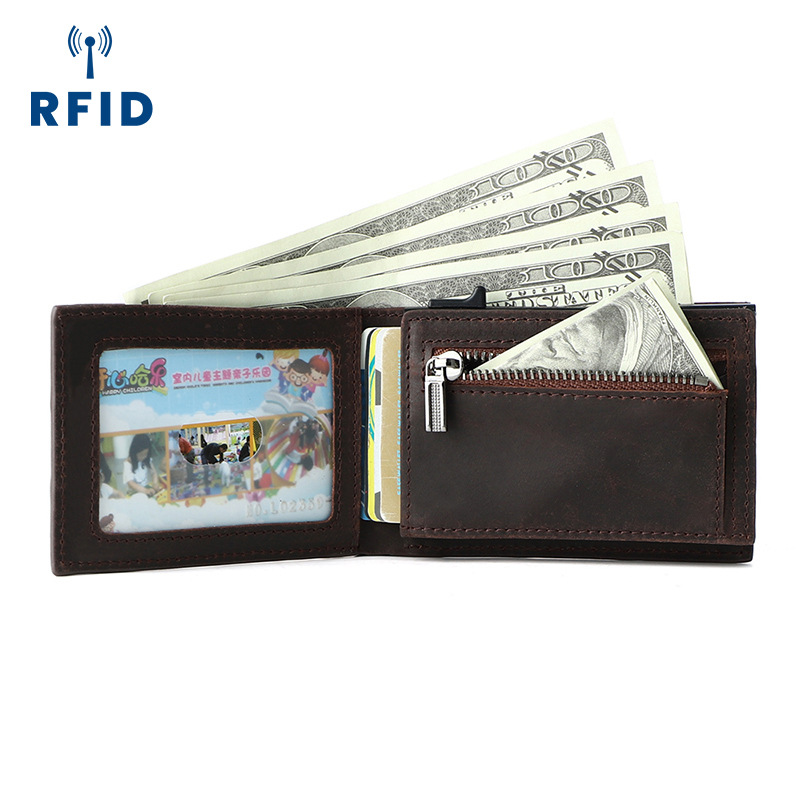 Dujiang Cross-Border Multifunctional Men's Coin Purse Retro Genuine Leather Wallet Large Capacity Card Holder Small Bag Clutch Bag