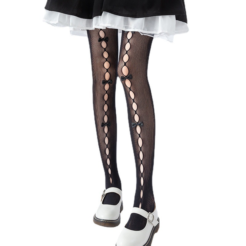 Cross-border hot selling multiple bowknot fishnet socks hot girl disco black stockings big bowknot pantyhose