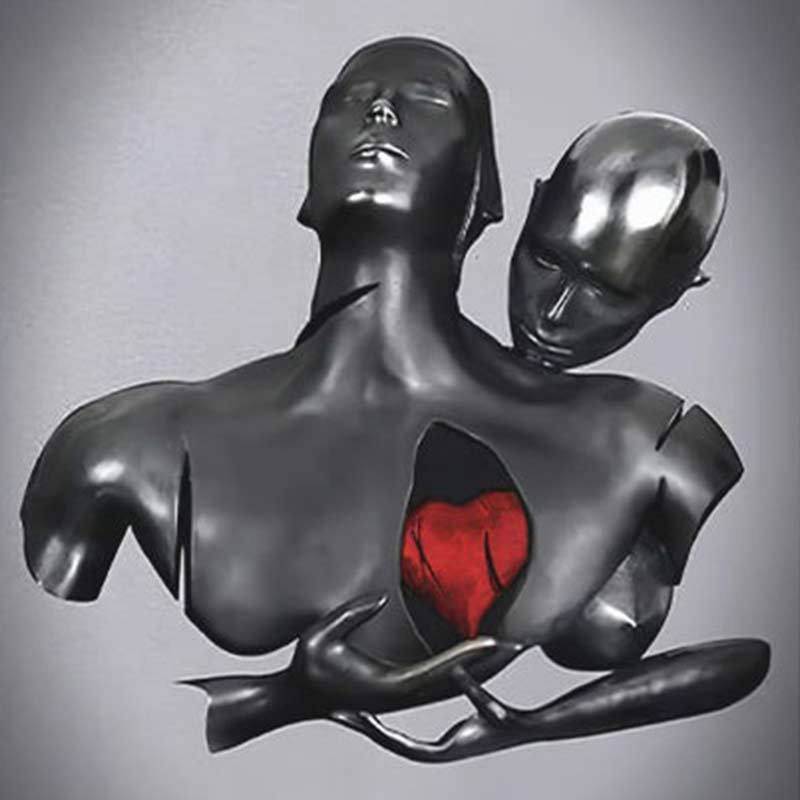 Picture of Scandinavian Home Decoration Canvas Painting Metal Character Statue Poster Hanging Painting Wall Frameless Painting Core Creative Metal