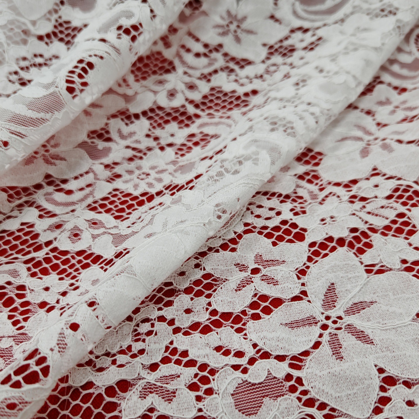 Jin cotton lace fabric, non-elastic hollow-out texture, three-dimensional hook pattern with ribs, thin wedding dress accessories, lace fabric
