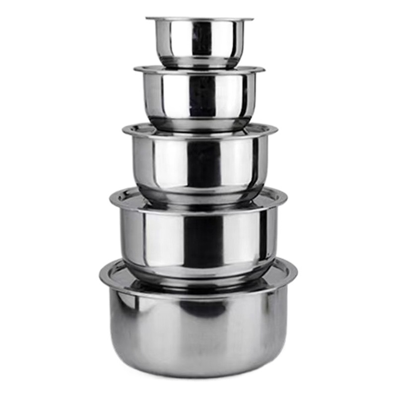 Stainless steel cooking pot with lid seasonings bowl salad bowl flavor cup steaming soup pot cross-border Southeast Asia three-piece set five-piece set