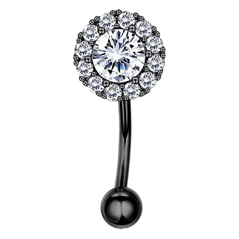 European and American cross-border new 16G stainless steel micro inlaid zircon eyebrow nail eyebrow ring oil drop ear bone nail earrings puncture jewelry