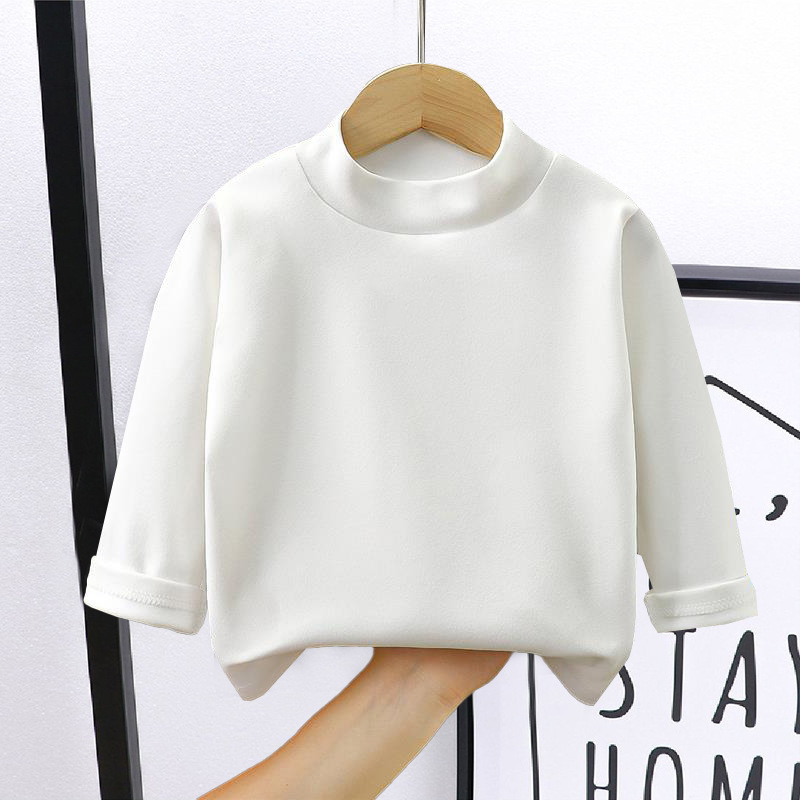 Picture of Girls' de Velvet bottoming shirt autumn and winter children's half turtleneck inner wear long sleeve baby boys' winter wear all-match warm top