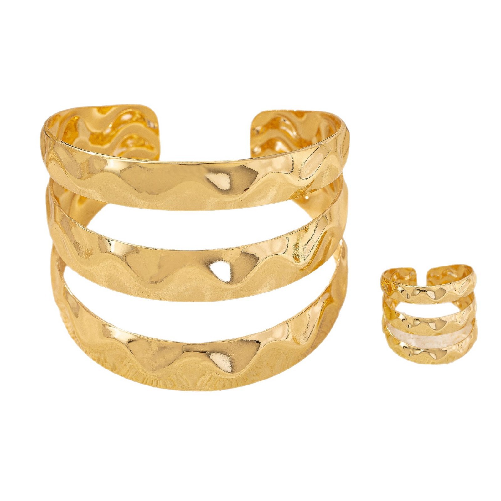 Picture of Cross-border Hot Selling Personality Fashion Exaggerated Hammer Line Bracelet Ring suit Suitable for Women's Party Wear