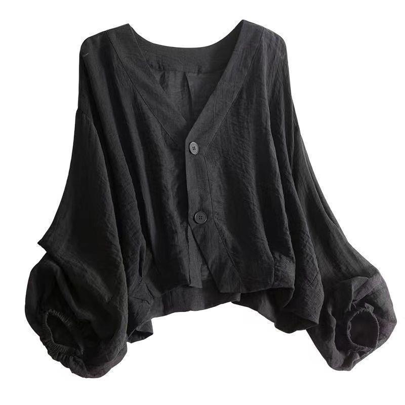 Picture of 2024 Summer Loose Lightweight Short Coat Women's Micro-transparent Flesh-hiding Sun-protective Shirt Casual Age-reducing Long-sleeved Shirt for Women