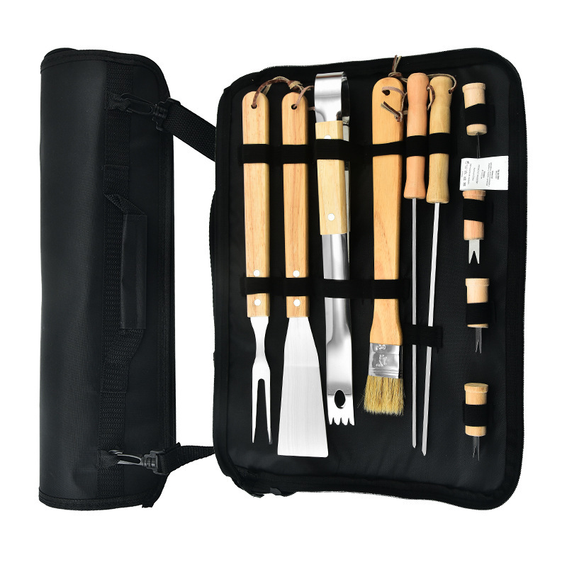 Picture of Cross-border barbecue tool set outdoor stainless steel Oak barbecue shovel combination BBQ Barbecue in stock