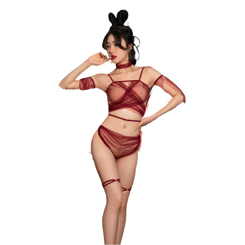 Fantastic Sexy Antique Sexy Hanfu Small Chest Non-Take-off Pajamas Underwear Three Points Temptation Passion Bed Uniform Set