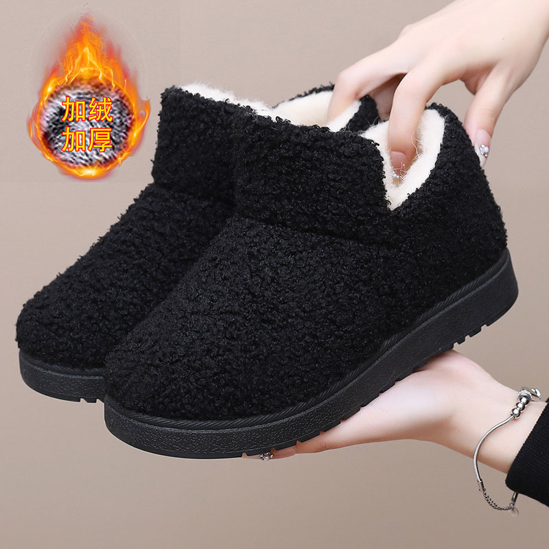 Winter New Old Beijing Fashion Women's Teddy Fur Snow Boots fleece-lined Thickened Warm Cotton Shoes Non-slip Thick Bottom Cotton Boots