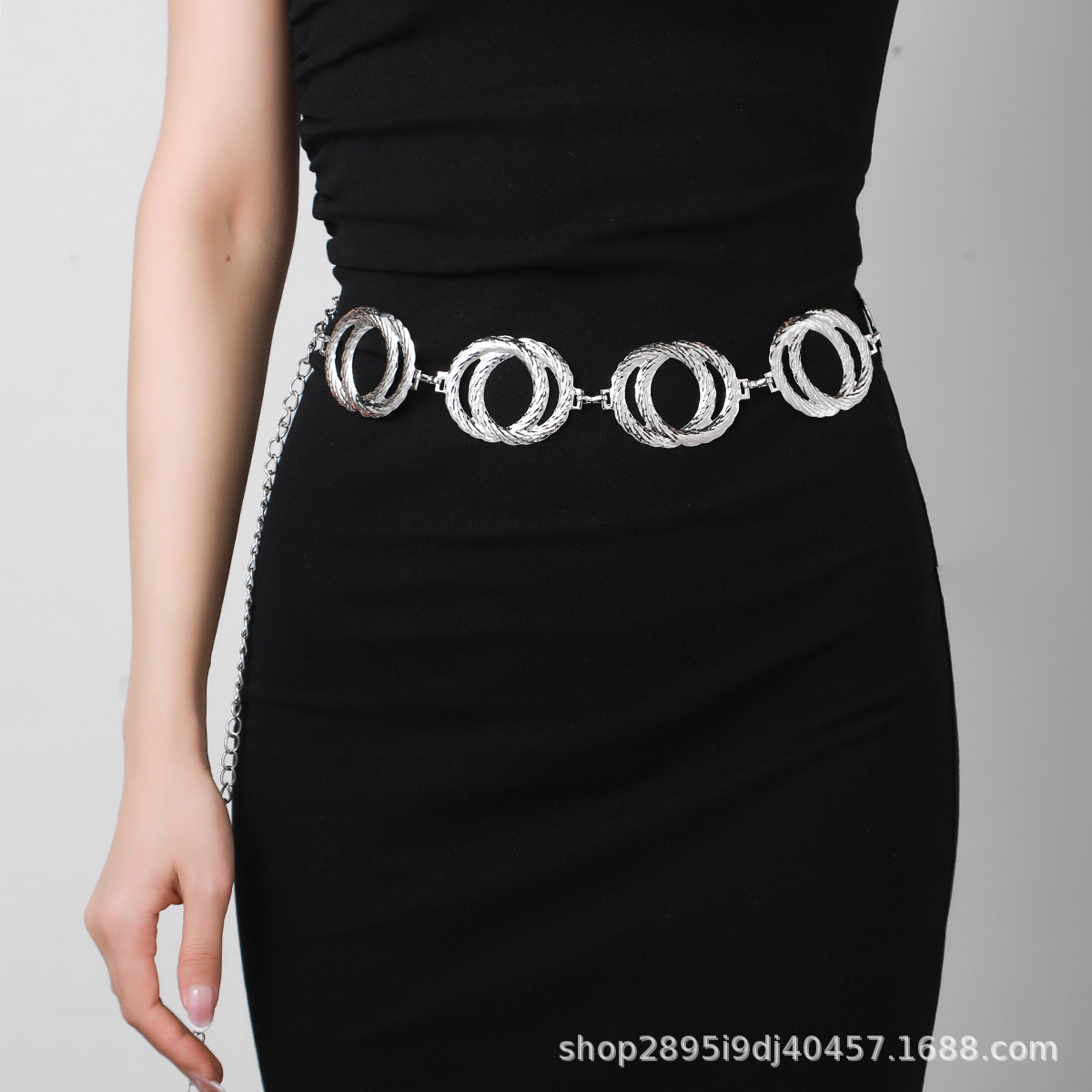 Retro fashion European and American double ring metal double ring all-match light waist chain manufacturer in stock straight hair