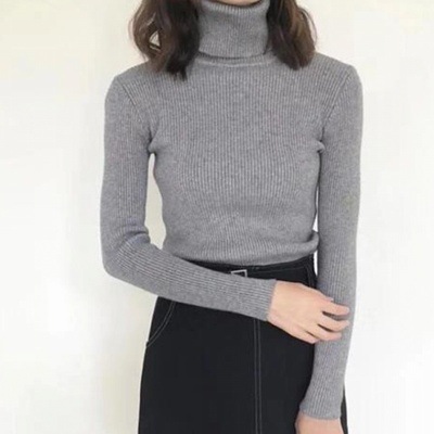 Picture of Autumn and Winter 2025 New Turtleneck Sweater Solid Color Long Sleeve Top Slim-fit Knitted Shirt Base Shirt Women's Styky Ins Trendy
