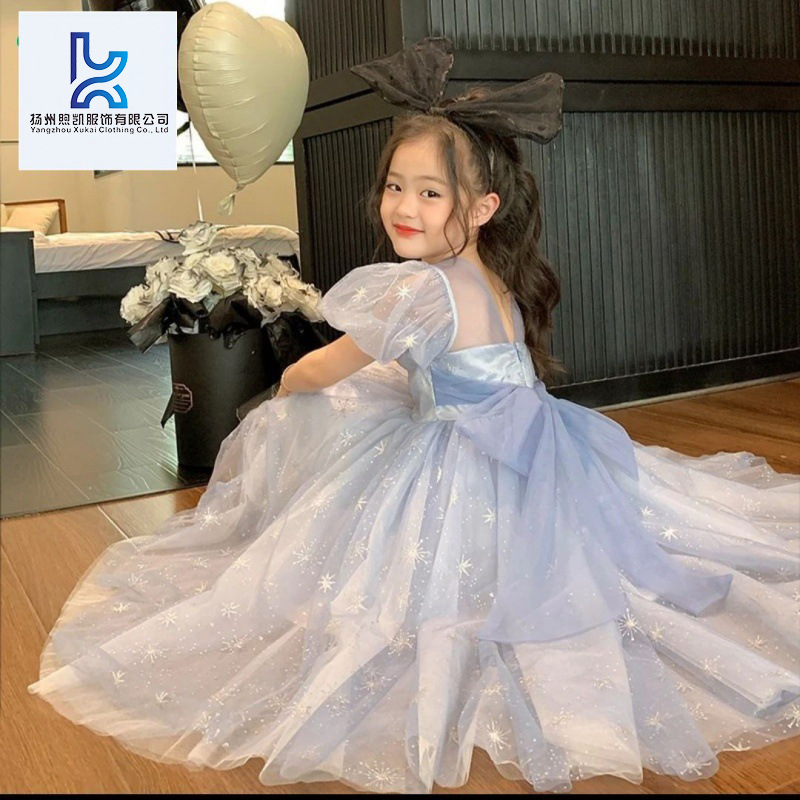 Children's shark girls Aisha dress summer women's 2023 new children's bubble sleeve dress western style princess dress