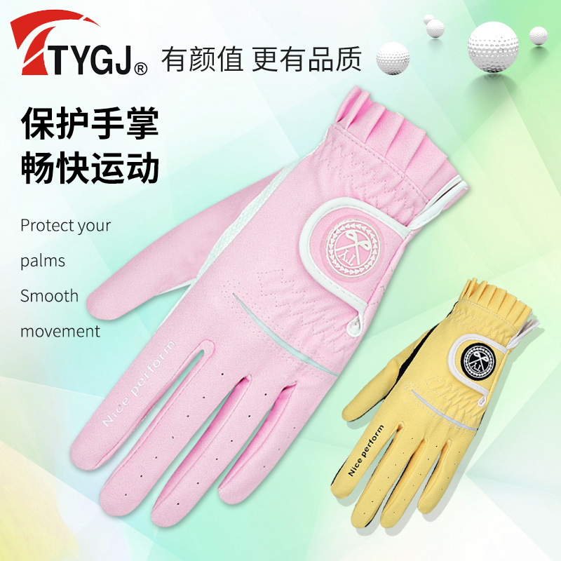 Picture of Cross-border supply new golf gloves Korean style women's golf gloves golf non-slip PU leather gloves