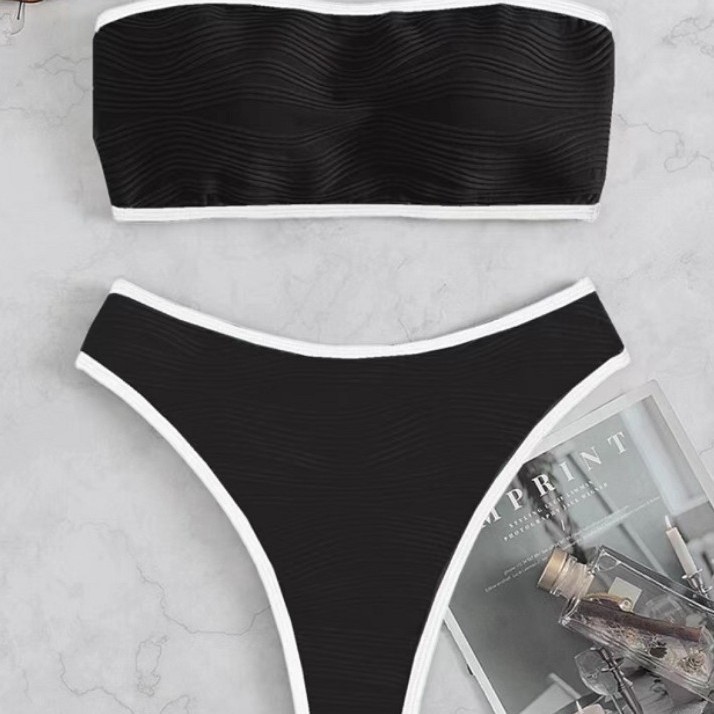 Cross-border Explosions Split Strapless Leaky Shoulder Women's Bikini Swimsuit Foreign Trade Amazon Europe and America Sexy Swimsuit Beach