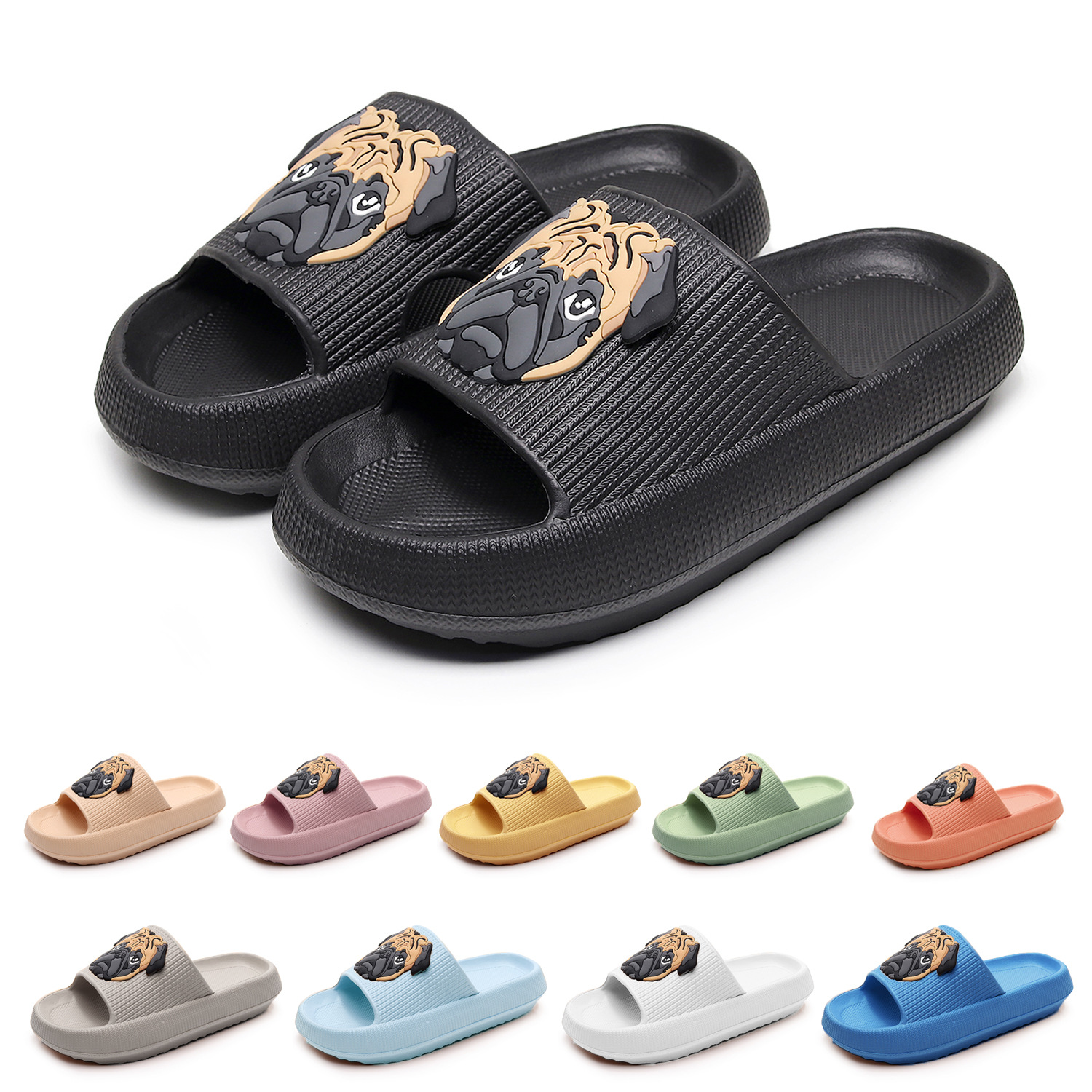 Ins Amazon Cross-Border Popular Eva Sandals for Men and Women, Cute Pet Slippers for Couples at Home, Pug Dog Ready Stock