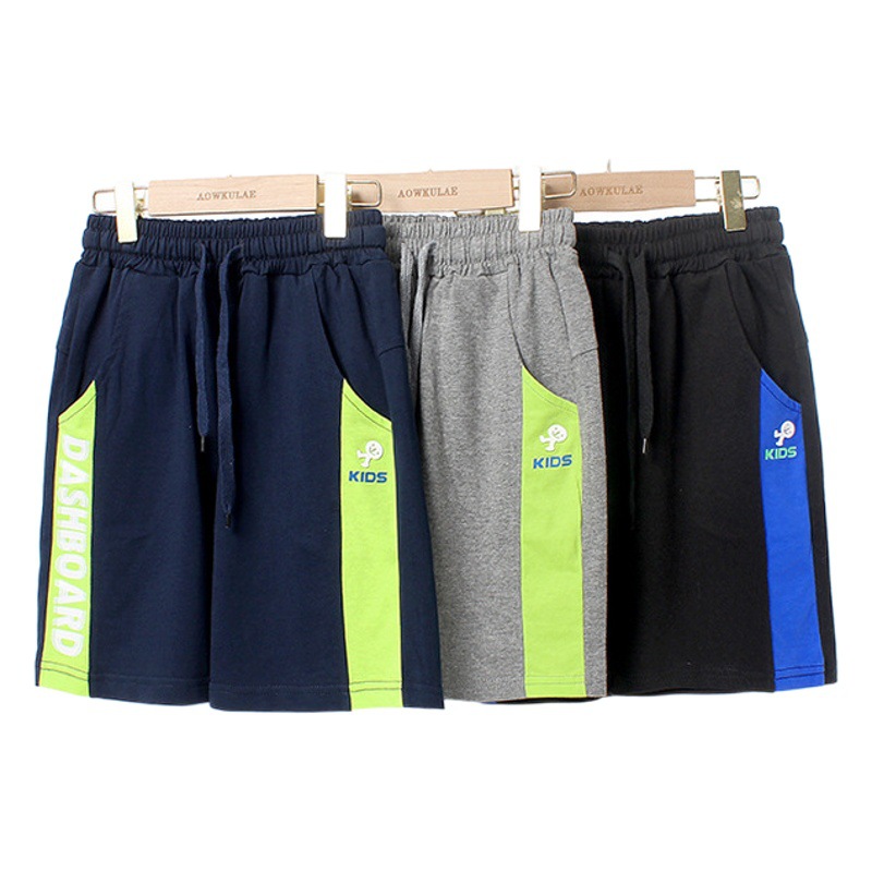 Summer 2024 Korean Style New Boys Casual Shorts Boys Color-matching Loose Five-point Pants Children's Pants for Hair