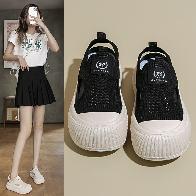 2024 Summer New Ins Breathable White Shoes Women's Trendy Student Platform Shoes Casual Board Shoes Street Shoes XT130