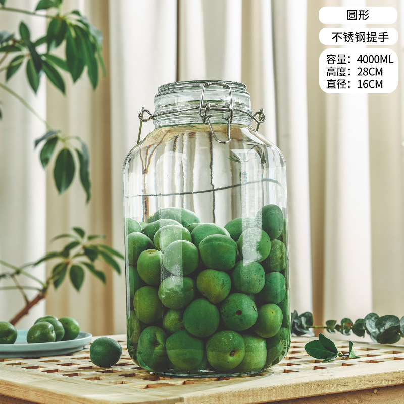 Picture of Wholesale sparkling wine glass bottle green plum bayberry wine bottle with tap brewing bottle household sealed pickled vegetable glass jar