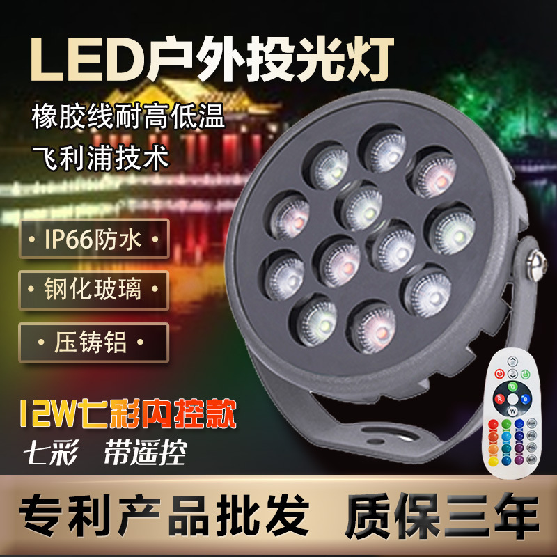 With remote control floodlight 12w waterproof outdoor tree lamp plug lamp LED lamp villa lawn lighting colorful lights