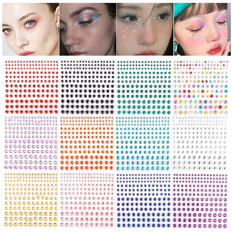 Picture of In stock cross-border hot acrylic eyebrow sticking Diamond 3456mm face sticker performance Color Diamond Crystal acrylic eye corner tears