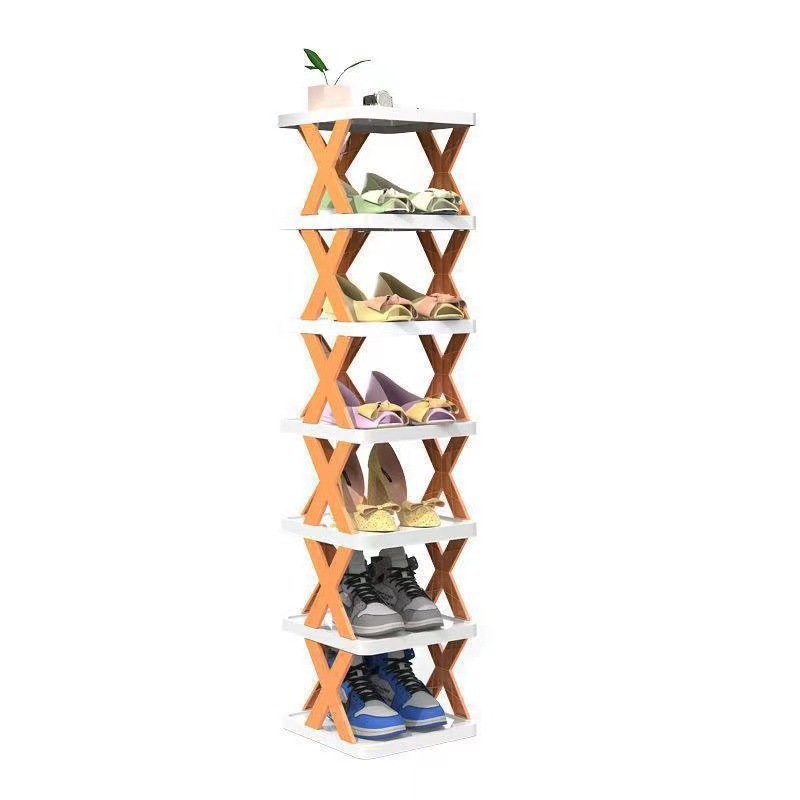 Picture of Dormitory Door Simple Slippers Shelf Multi-layer Space-saving Household Installation-free Dustproof Folding Plastic Storage Shoe Cabinet