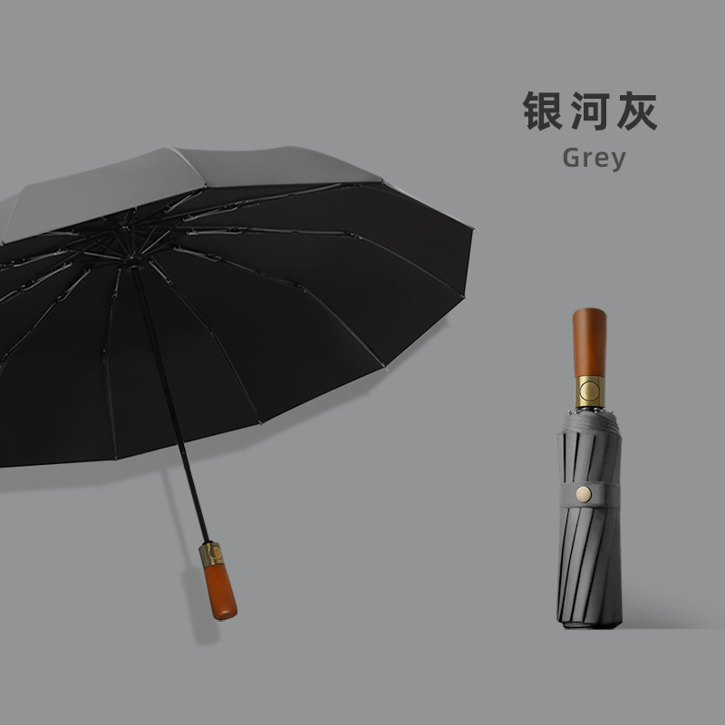 Picture of Three-fold automatic umbrella log handle lettering sunny umbrella men's business folding umbrella printed logo high-end gift umbrella