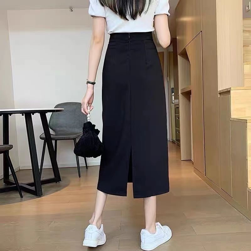 New Color Split Mid-length Skirt Skirt Women's 2022 Summer Korean-style All-match High Waist Slimming Tall Skirt AliExpress