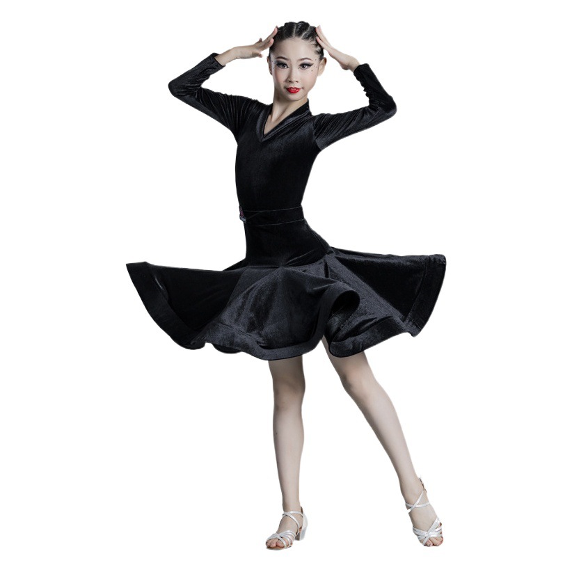 2022 New Children's Latin Dance Dress Girls' Dance Practice Costume Girls' Online Popular Autumn and Winter Latin Competition Grade Examination