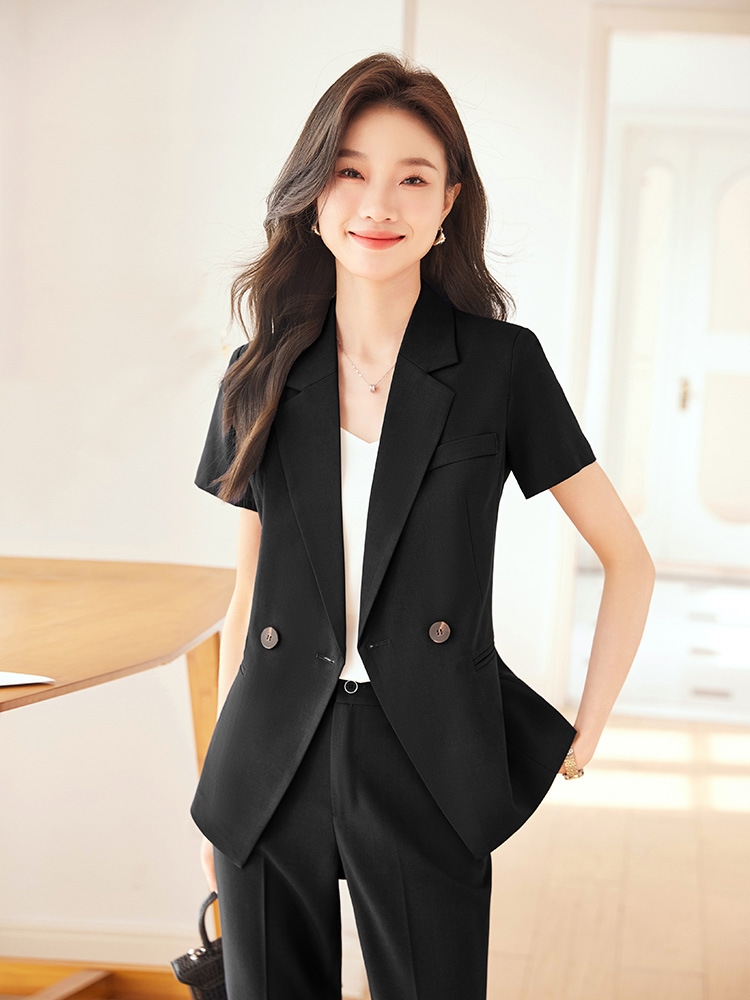 Picture of Black suit jacket women's thin short-sleeved elegant summer new business wear suit women's formal wear work suit